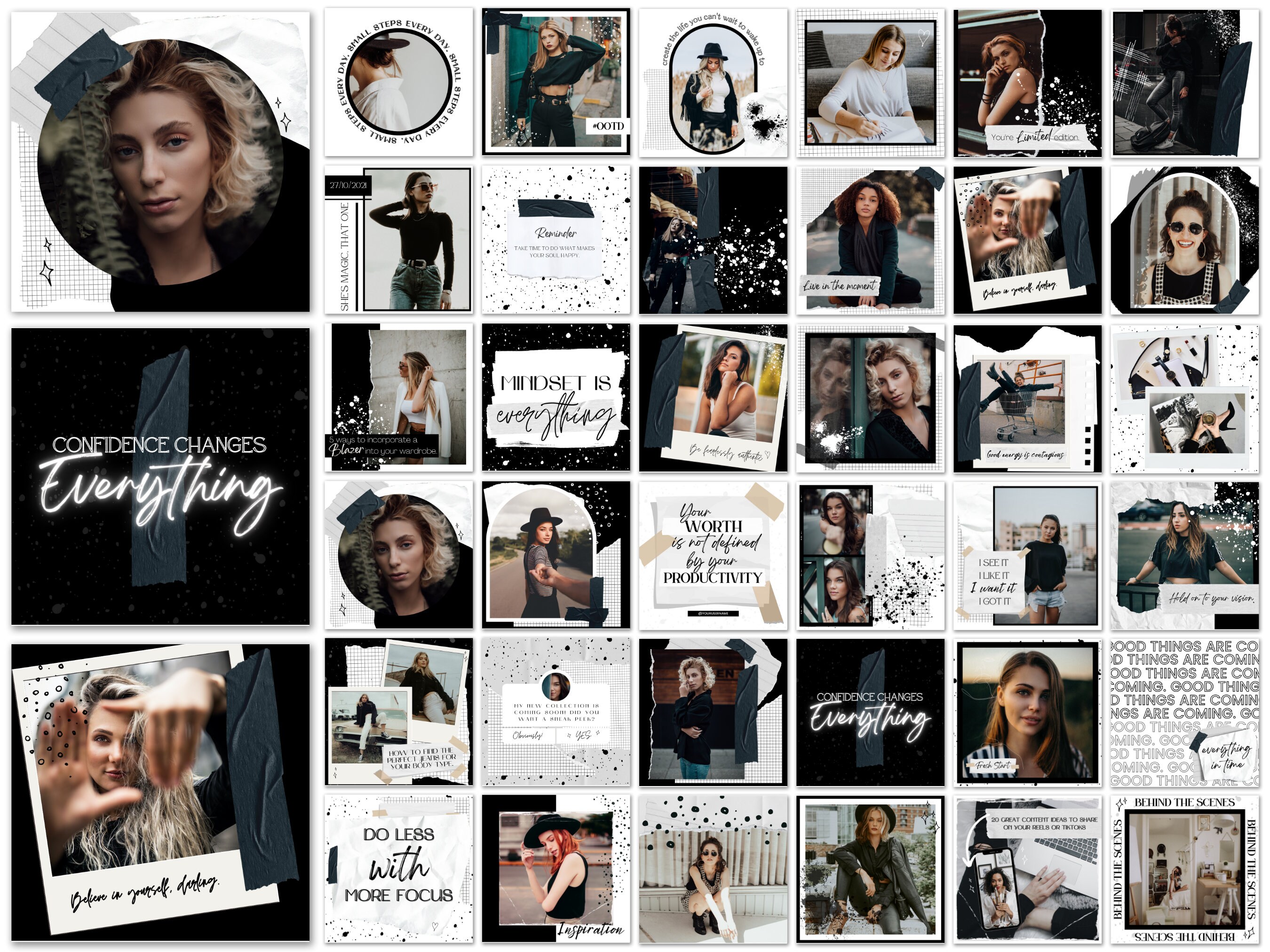 Instagram Post Template Canva Black and White Instagram Post - Etsy