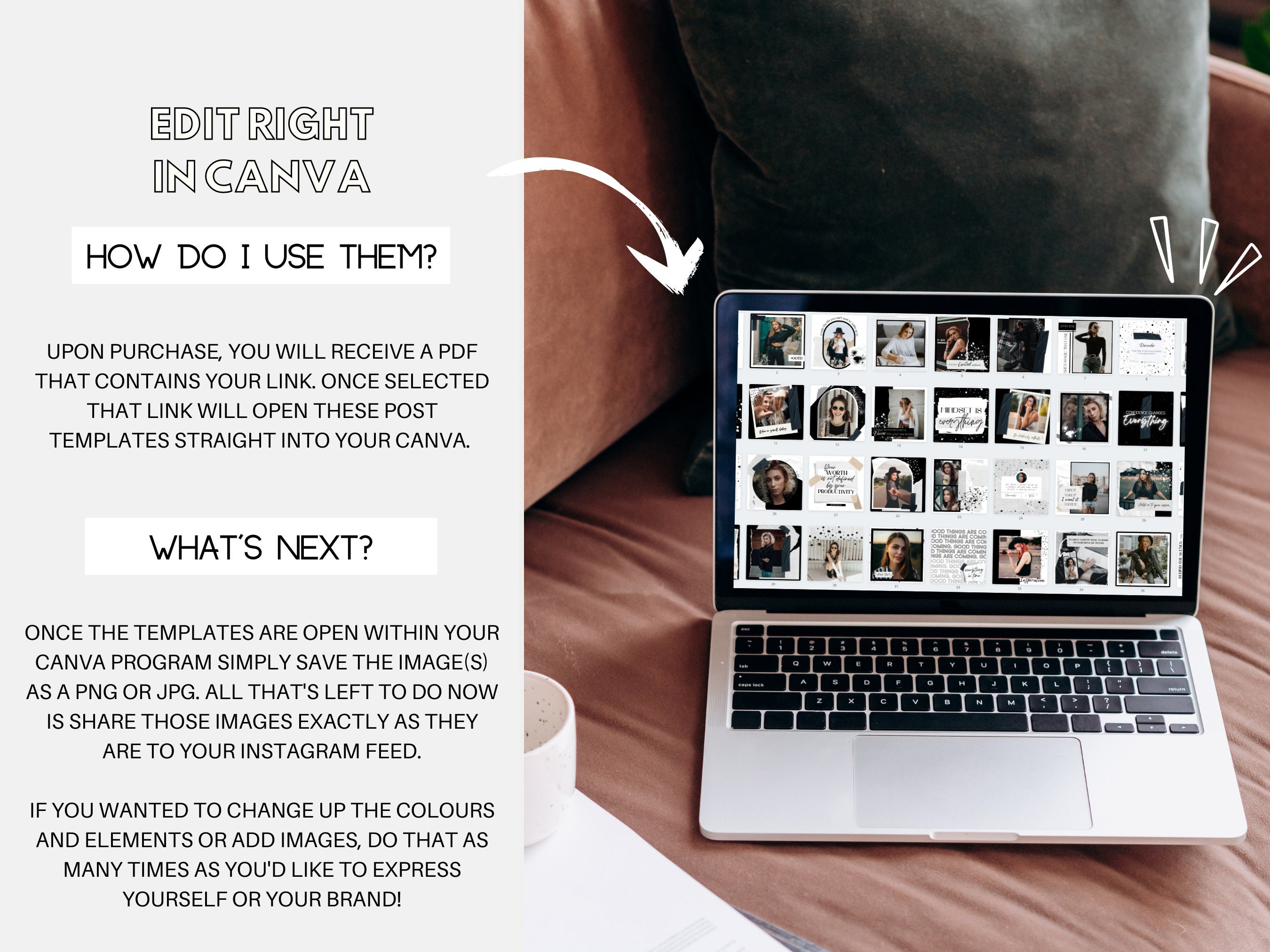 Instagram Post Template Canva Black and White Instagram Post - Etsy