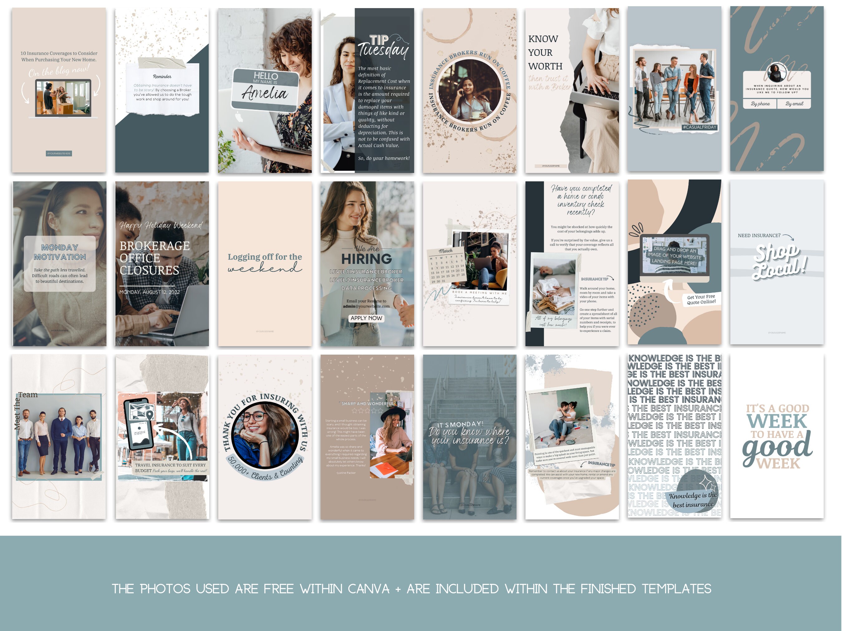 Instagram Story Template Canva | Social Media Templates for Insurance ...