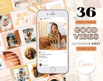 Instagram Post Template Canva | Pink Instagram Post Template Canva | Social Media Canva Template | Canva Quotes | Pink Instagram | Boho Post