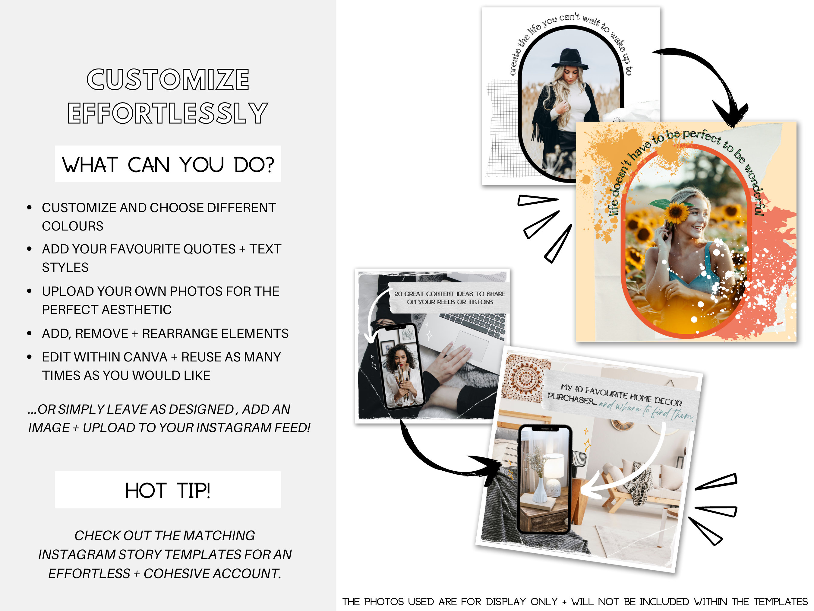 Instagram Post Template Canva Black and White Instagram Post - Etsy