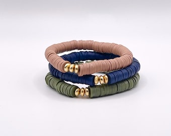 Heishi bracelets, Heishi, Heishi beads, Heishi stretch bracelet, neutral Heishi bracelet, stack Heishi bracelet