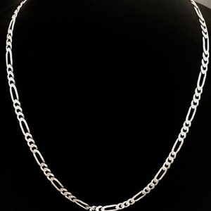 Sterling Silver - Necklace Vintage Figaro Chain, Marked Italy, 925. 24&quot; Length, 1/4&quot; Width.36.21 g Weight Oval Spring Claw Clasp