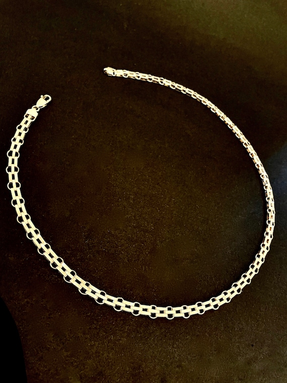 C10325) Sterling Silver - Rectangular Link Chain … - image 1