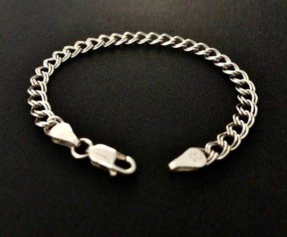 Sterling Silver - Double Link Bracelet - Made in Italy, 6