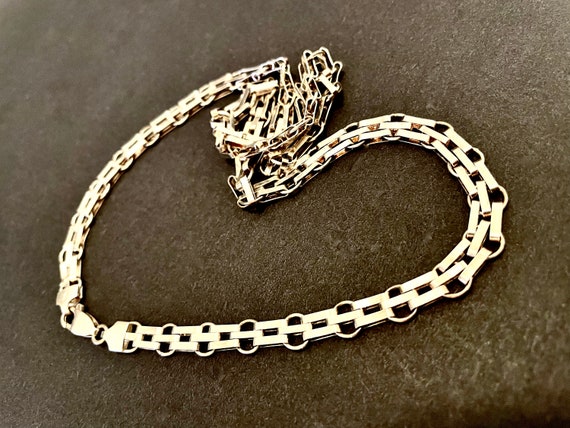 C10325) Sterling Silver - Rectangular Link Chain … - image 4