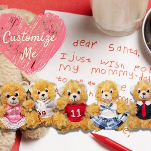 8&quot; h, Personalized Bears, Ready to Ship, Small Plush Toy, Stuffed Bears in Pumpkin-Spice Holiday Collection
