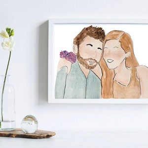 Ilustración minimalista a acuarela personalizada, regalo san Valentín, enamorados , regalos bonitos para regalar