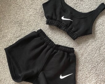 nike two piece set shorts and tube top