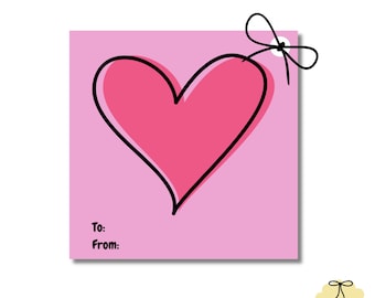 Valentine's Day Heart Gift Tag, Printable PNG (Instant Download)