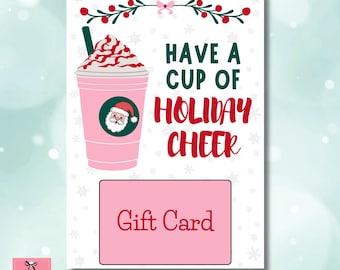 Christmas Coffee Gift Card Holder, Holiday Cheer (Printable PDF)