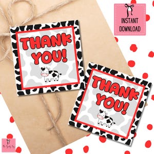 牛柄サンキューギフトタグ（デジタルダウンロード）