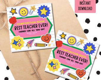 Teacher Appreciation Gift Tags: Printable Thank You Cards (PDF)