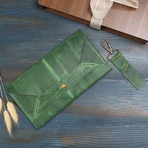 Portafoglio da donna in pelle verde sottile, porta carte di credito fatto a mano, regalo di compleanno, regalo di Natale, regalo da donna, regalo di anniversario