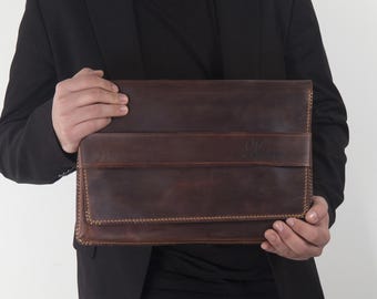 Funda para MacBook de cuero genuino hecha a mano - Estilo vintage - Maletín elegante y duradero para computadoras portátiles de 13" y 15" - Regalo personalizable
