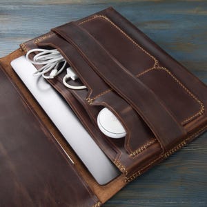 Custodia in pelle per laptop MacBook Air Pro 15 e 16 M1, M2, M3 e M4 - Custodia in pelle retrò vintage, HP, ASUS, DELL