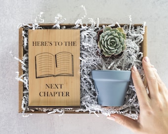 CUSTOM High School College Graduation Gift Box Succulent, Retirement Gifts for Women, New Job Goodbye Leaving Going Away Gift for Coworker