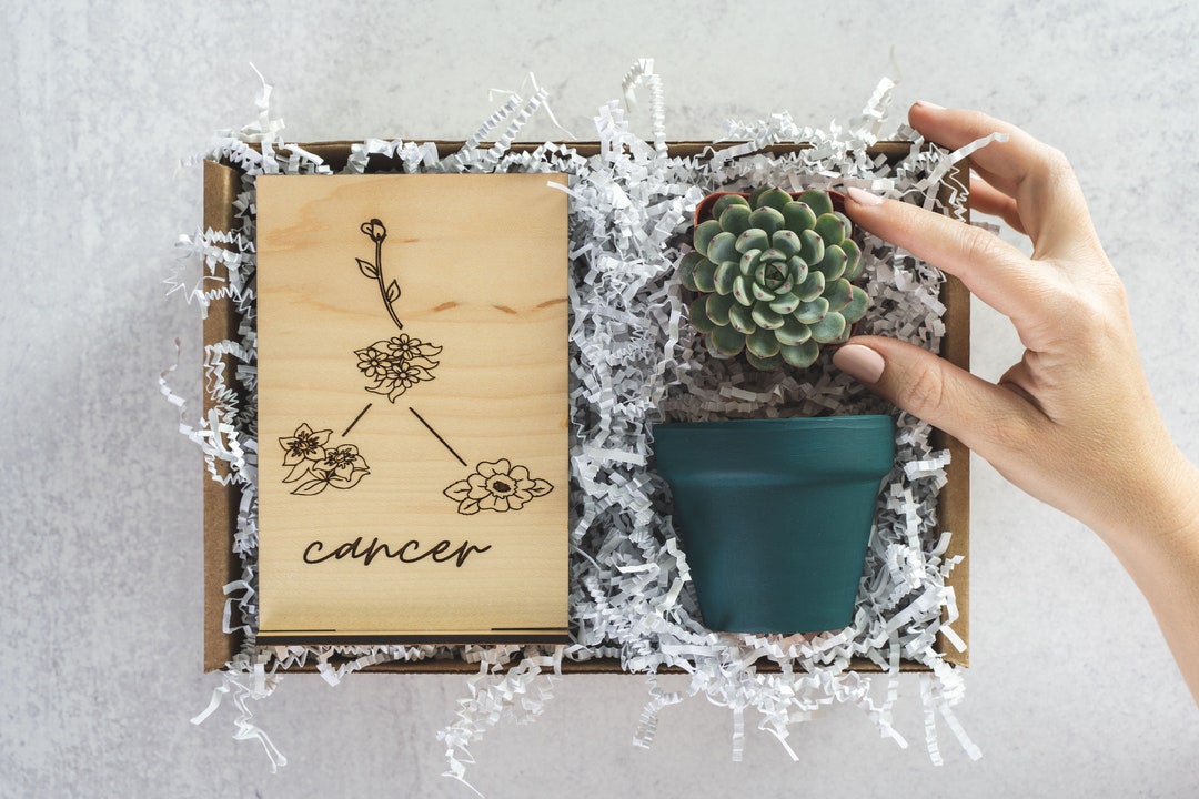 Cancer Zodiac Gift Box Wood Card Birthday Gift Best Friend Etsy