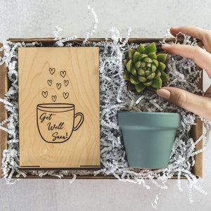 Get Well Soon Gift For Her, Thinking of You Succulent Gift Box for Sister, Best Friend Hug in a Box Care Package, Post Surgery Plant Gift