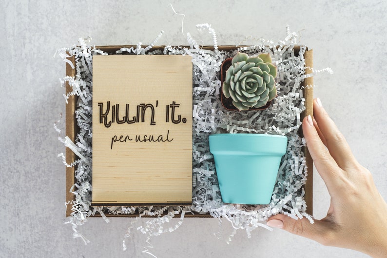 Killin It, Succulent Gift Box, Wood Card, Graduation Gift, College Graduation Gift, Personalized Graduation Gift, Bachelor's Degree image 1