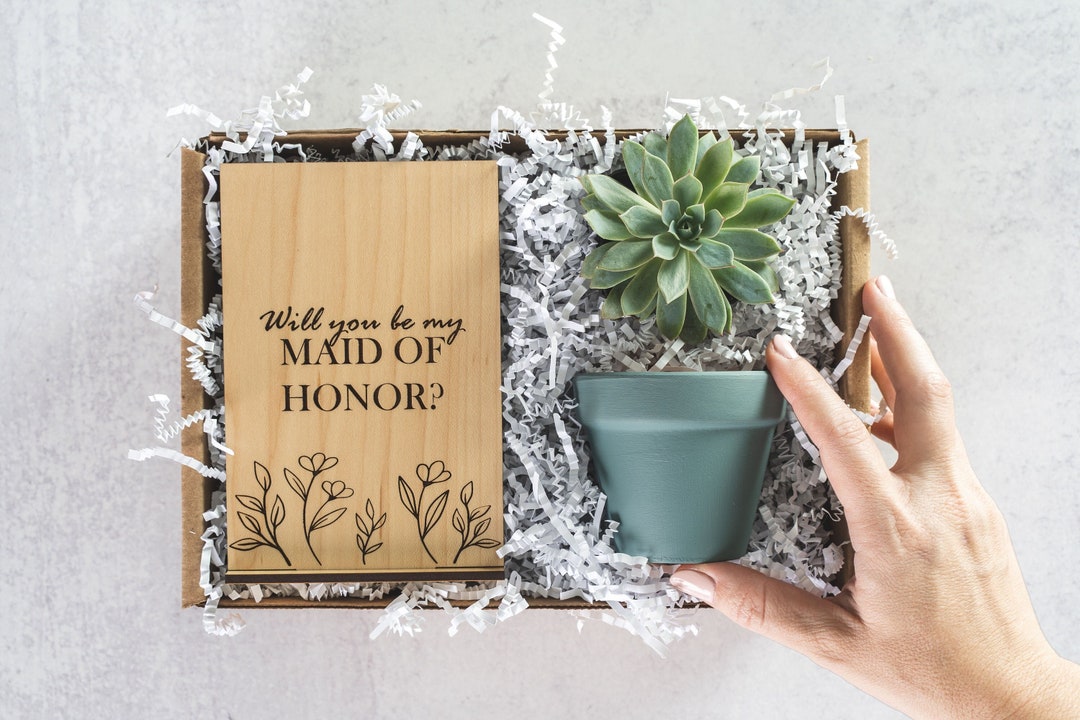 Will You Be My Maid of Honor CUSTOM Bridesmaid Proposal Succulent Gift — free download