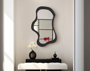 Black Framed Mirror , Modern Wall Decoration , Housewarming Gift