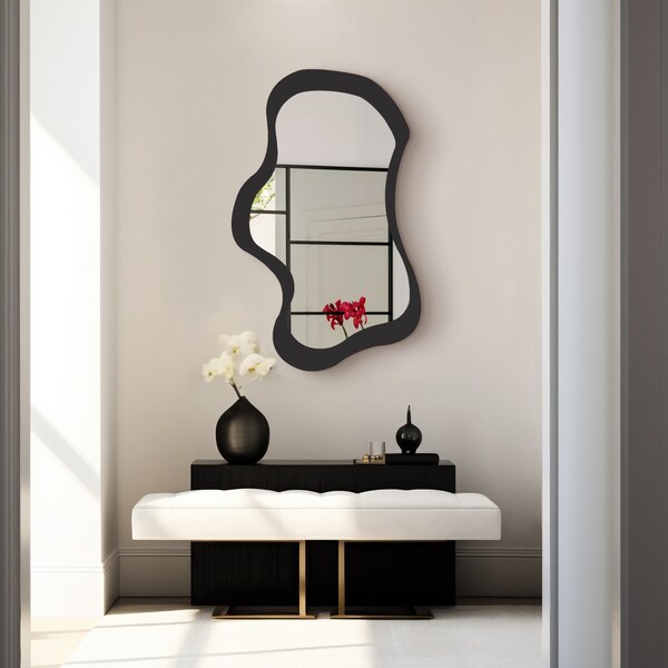 Black Framed Mirror , Modern Wall Decoration , Housewarming Gift