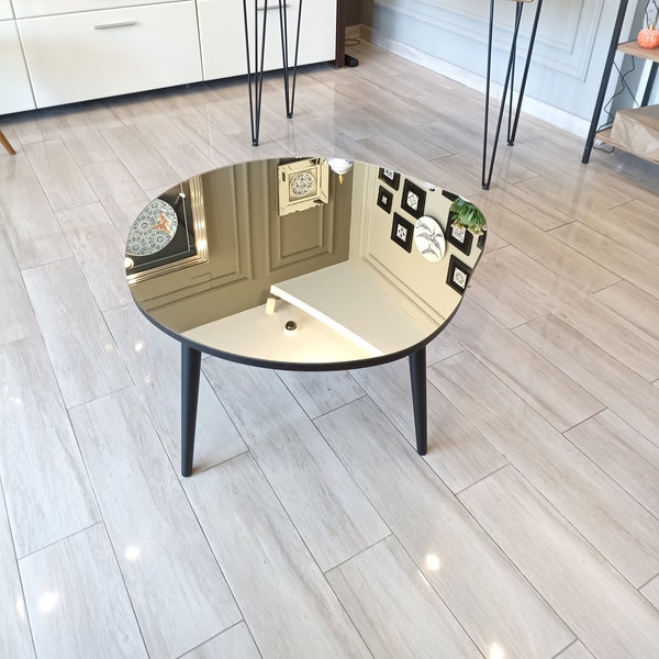 Aesthetic Coffee Table , Modern Coffee Table , Unique Center Table for Living Room , Housewarming Gift , Irregular Mirror Table,