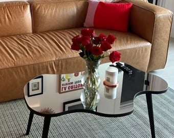 Mirrored Modern Asymmetrical Coffee Table