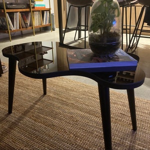Black Glass-topped Coffee Table , Unique Home Decor , Modern Coffee Table