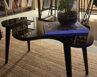 Black Glass-topped Coffee Table , Unique Home Decor