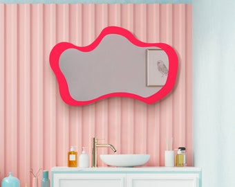 Modern Pink Mirror , Pink Wall Art , Mirror for Kidsroom , Pink Mirror Acrylic , Mirror Home Decor , Bathroom Mirror ,