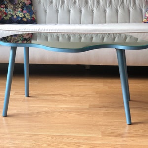 Blue Coffee Table , Coffee Table with Glass