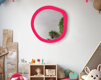 Kids Room Decoration , Powder Room Mirror  , House Warming Gift , Vanity Mirror , New Baby Gift , Pink Mirror