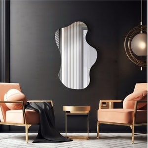 Asymmetrical Mirror for Home Decor , Gold Irregular Wall Mirror , Wavy Mirror , Aesthetic Mirror , Mirror for Living Room image 3