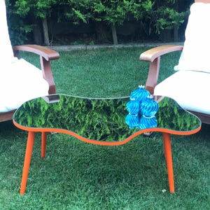 Orange Coffee Table , Colored Modern Coffee Table , Asymmetrical Unique Center Table