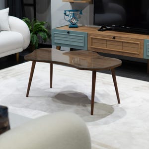 Glas Nussbaum Couchtisch, Mid Century Nussbaum Couchtisch, Wohnzimmer Tisch, Nussbaum Holz Couchtisch