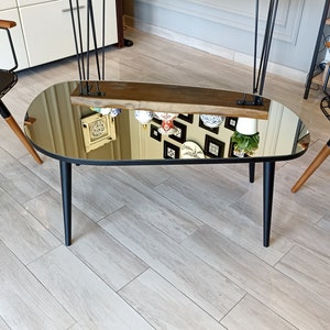 Mejor mesa de centro, mesa de centro de vidrio, decoración para sala de estar, regalo de bienvenida, mesa de espejo irregular,