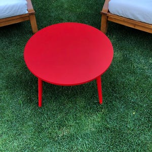 Round Red Coffee Table , Circular Coffee Table , Colorful Coffee Table , Unique Coffee Table