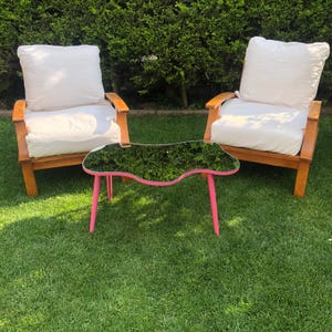 Pink Mirror Coffee Table: Asymmetrical Modern Center Table