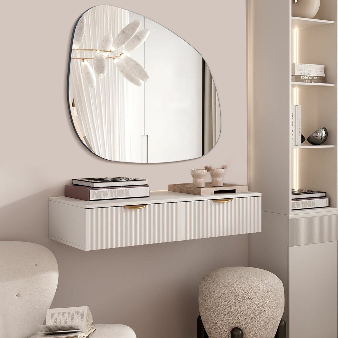 Mirror Wall Decor Large Modern Living Room , Asymmetrical Mirror With ...