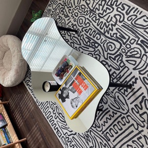 Handmade Asymmetrical Coffee Table: Modern Wood & Mirror Accent Table