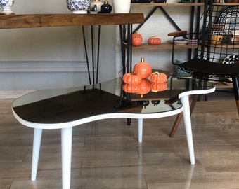 Asymmetrical Mirror Coffee Table: Modern Wood Center Table