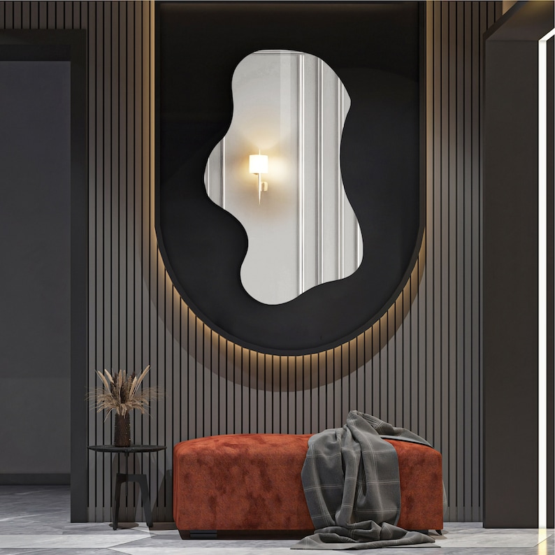 Asymmetrical Mirror for Home Decor , Gold Irregular Wall Mirror , Wavy Mirror , Aesthetic Mirror , Mirror for Living Room image 9