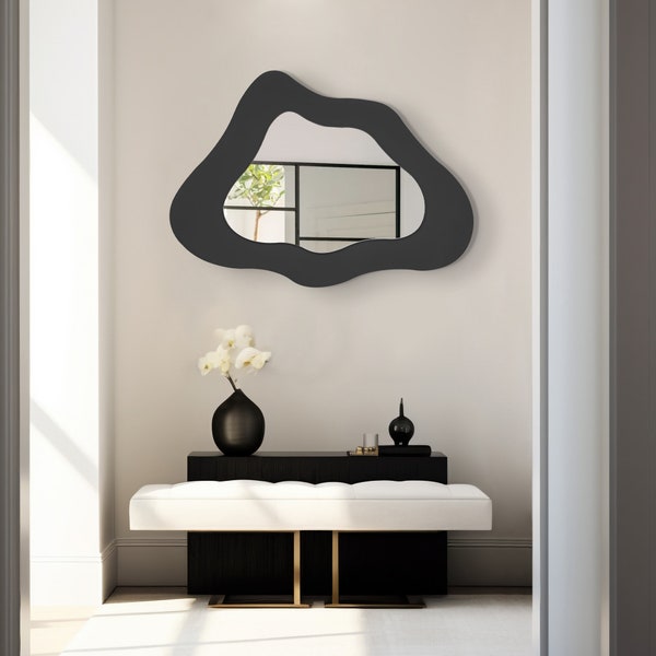 Dining Room Mirror , Abstract Mirror ,  Luxury Decoration , Black Cloud Mirror , Foyer Mirror ,  Christmas Home Decoration , Cloud Wall Art