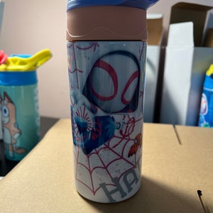 Ghost Spider inspired 12 OZ Tumbler/kids cups/Spider man/ birthday gift/ Kids Tumbler/kids water bottle/Toddler Cup/superhero/Spidey Friends