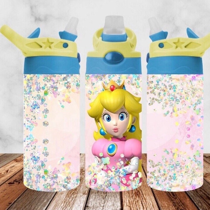Videogame Mario Inspired Kids Bottle for Girls and Boys 12oz & 20oz  Birthday Gift With Name Personalized 