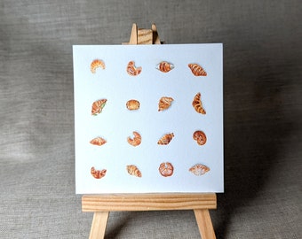 Delicious Art: Miniature Watercolor with Exquisite Croissants.