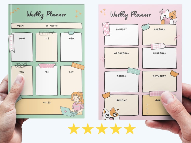 2025 Cute Weekly Planner Printable - Printable Planner, Planner Set ...