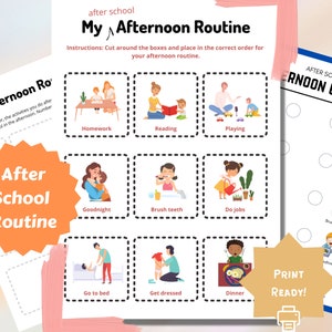 Kids After School Routine Visual - Printable Tasks, Preschool Responsibility Checklist, Instant Digital Download PDF (A4/A5)